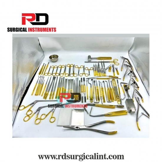 Rhinoplasty instruments SET of 82 PCS Full Gold Plated 